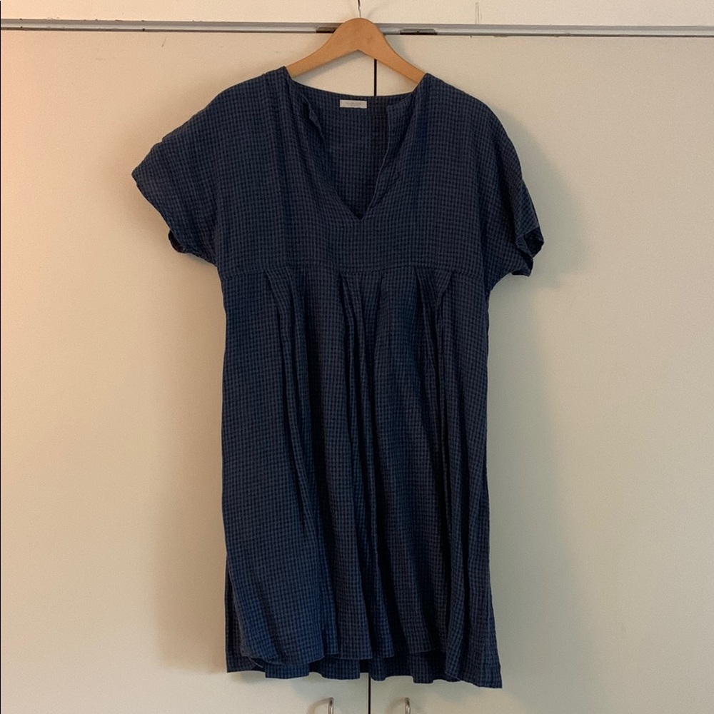 Blue Pleated Midi Tunic Dress